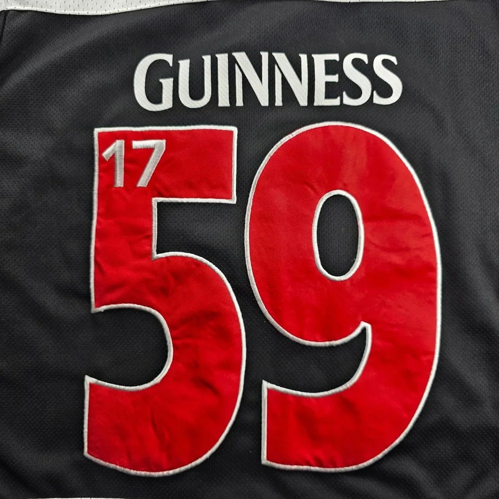 NEW Guinness Hockey Jersey Men Large Black Red White Lace Up G3003-L Embroidered - Picture 7 of 13